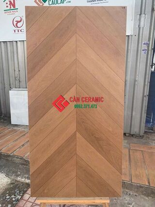 Gạch gỗ 60x120 xương cá màu nâu 04