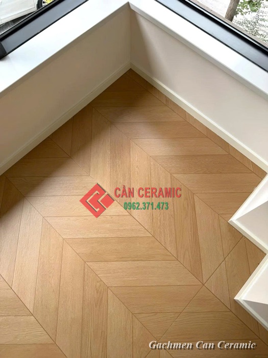 phối cảnh gạch giả gỗ xương c&aacute; 60x120 cm 