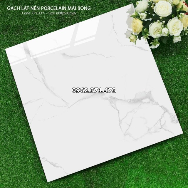 gạch trắng khói 60x60 bóng kiếng