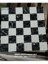 Gạch 30x30 caro trắng đen nhũ bạc