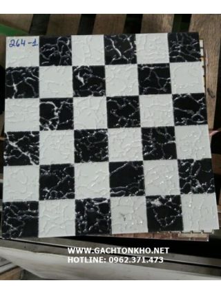 Gạch 30x30 caro trắng đen nhũ bạc