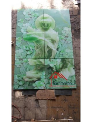 Gạch tranh 3d tượng phật xanh ngọc thạch - gạch tranh phong thủy