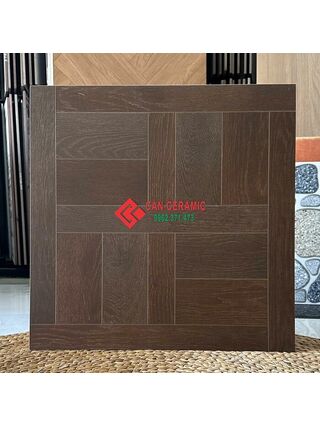 Gạch gỗ ghép 60x60 mờ nâu đậm