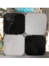 Gạch nhũ bạc ô vuông đen trắng TM019