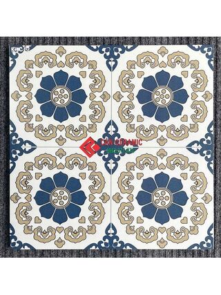 Gạch 40x40 bông hoạ tiết xanh dương