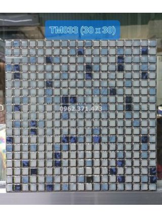 Gạch nhũ bạc sọc caro xanh 30x30 TM033