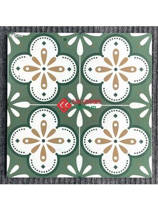 Gạch bông 40x40 hoạ tiết hoa văn xanh lá