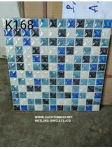 Gạch nhũ bạc caro xanh trắng 30x30 ms35