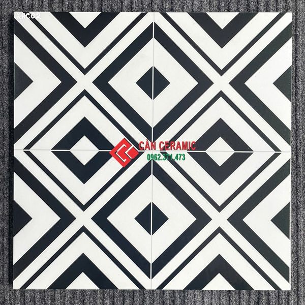 gạch b&ocirc;ng 40x40 hoạ tiết đen trắng 01